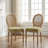Vintage Inspired Dining Chairs With Solid Wood Frame - Rattan Back, Linen Fabric, Set Of 2-790172754