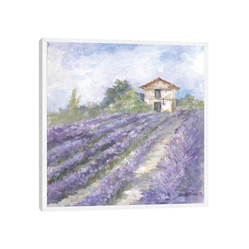 Lavender Fields by Debi Coules - Painting on Canvas, White Framed, 45.72 cm H x 45.72 cm W