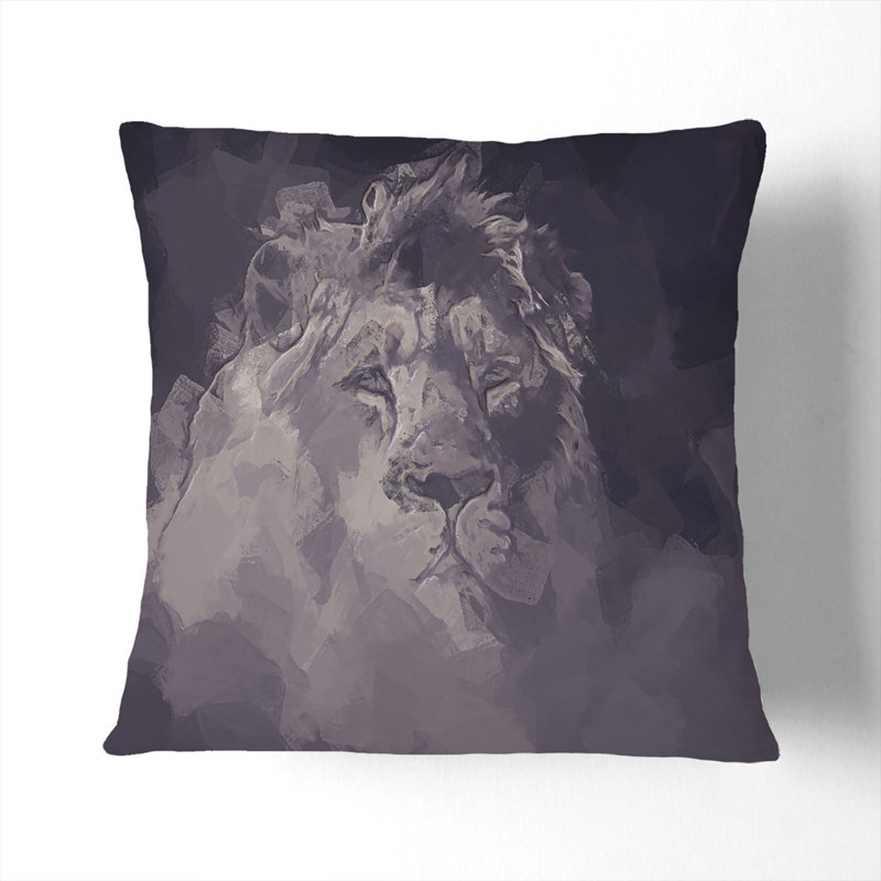 Lion in the Mist Cushion with Filling, 40cm H x 40cm W x 15cm D, Black
