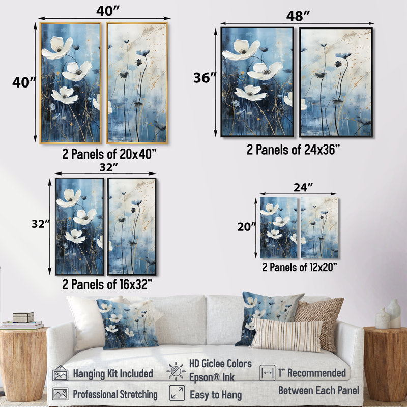 Meig - Art mural fleurs sauvages, H 36 po x l 48 po, Toile tendue, Ne s’applique pas