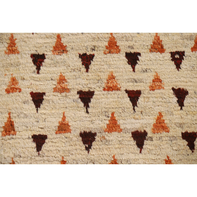 Tapis géométrique noué à la main à motif oriental marocain 5 x 8