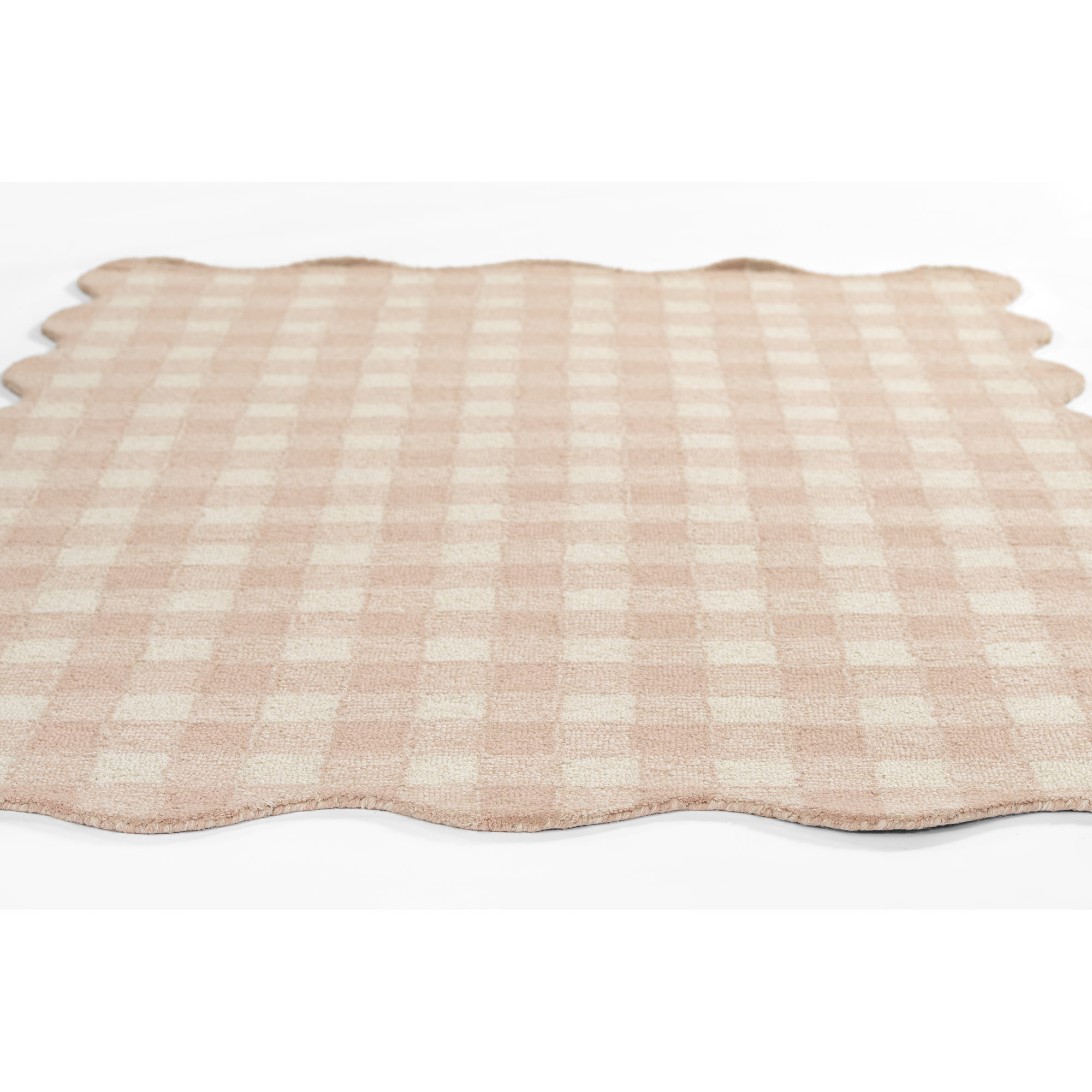 Alcona Hand Tufted Wool Plaid Pink Area Rug 7'10" X 9'10", Runner 2'3" x 8'