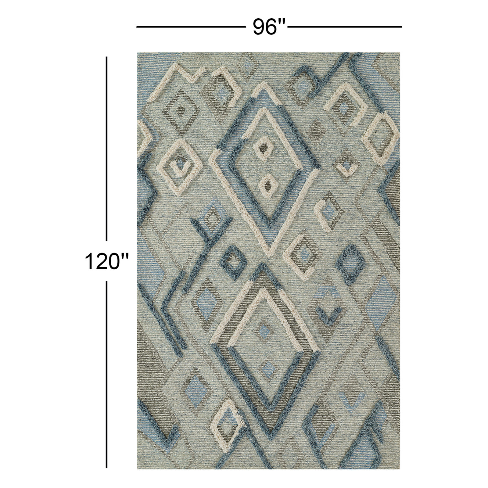 Cheryl Blue Hand-Tufted Wool Moroccan Rug, Rectangle 8' x 10'