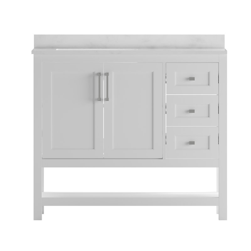 Ensemble de meuble-lavabo simple 36 po avec lavabo, armoire, tablette de rangement ouverte et tiroirs de rangement Caniya