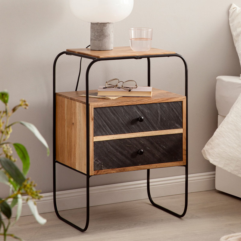Cleckheaton Iron Bedside Table, Brown