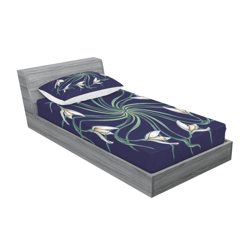 Microfiber Floral Sheet Set, Twin Sheet Set with Fitted Sheet
