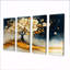 Silhouette de cerisier doré et bleu I - ensemble d'art mural cerisier en fleurs-1757614489