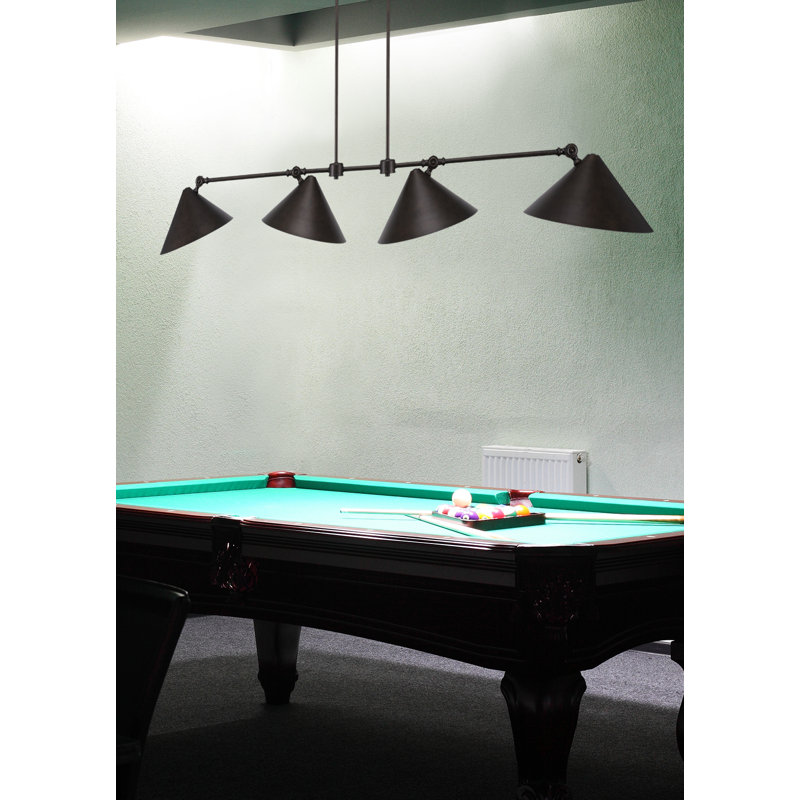 Tangent 4 Light Bar Shown In Bronze Finish With 12" Bronze Metal Shades painted Brass inside, Bronze