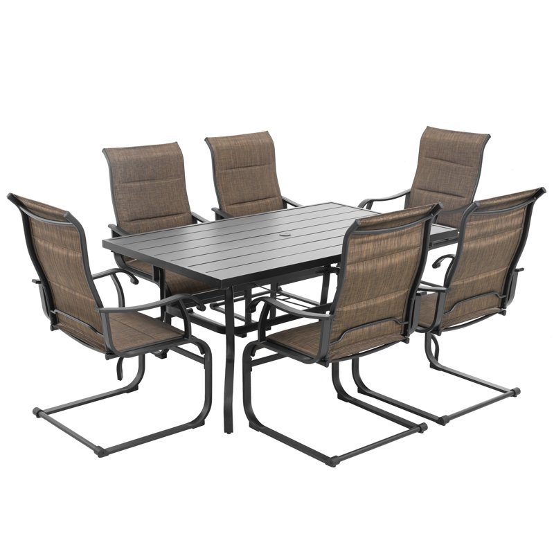 Barrucco 6 - Person Patio Dining Set with Rectangular Table, Brown