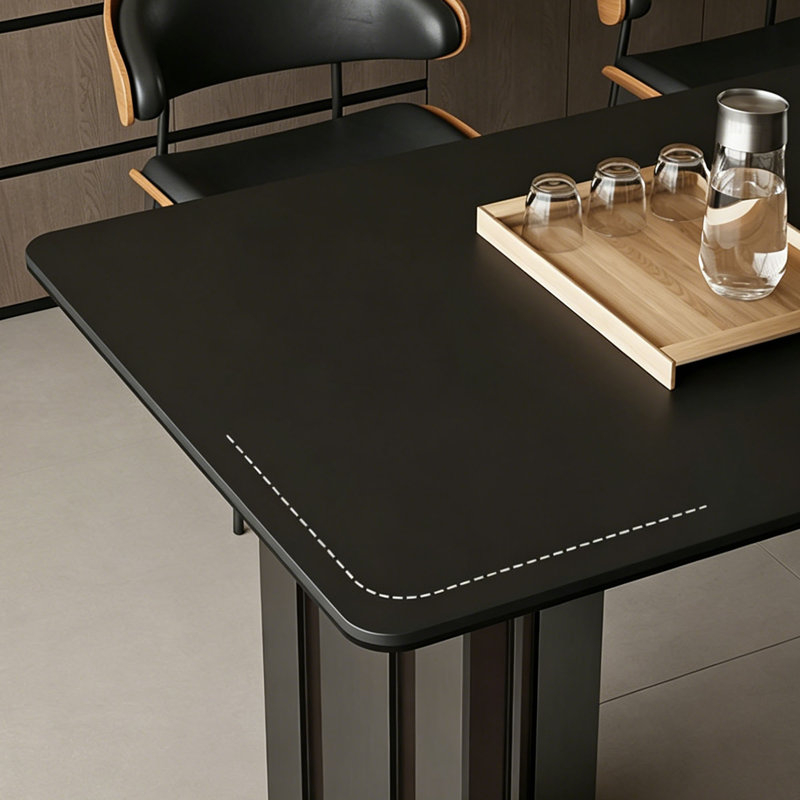 Modern Black Rectangular Dining Table, 29.5" H x 63" W x 31.5" D