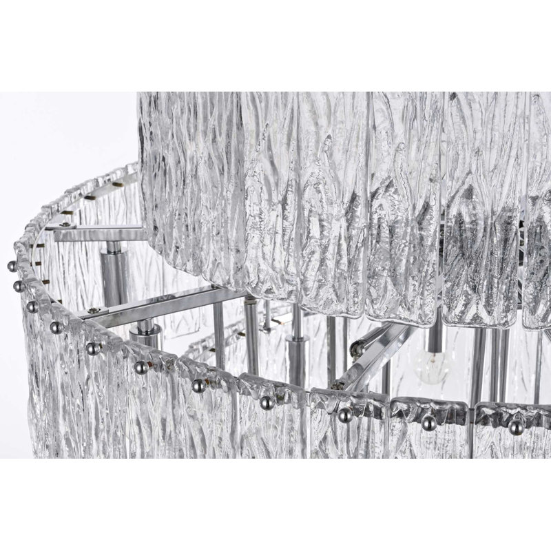 Lustre en verre 32 po Georgina, Chrome chrome