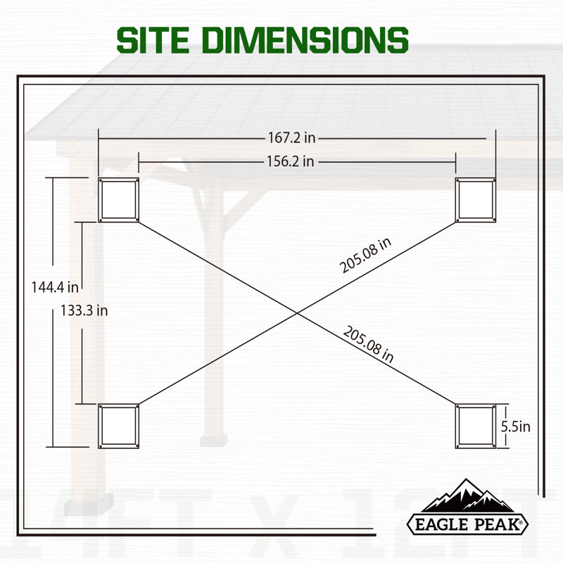 Eagle Peak 15x13 Cedar Wood Patio Gazebo with Black Steel Roof