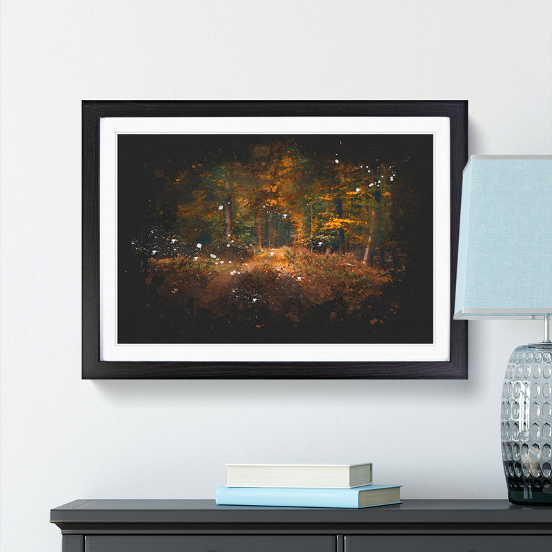 Magical Autumn Forest in Germany - Picture Frame Painting Print, 33cm H x 45cm W x 2cm D, Black Framed