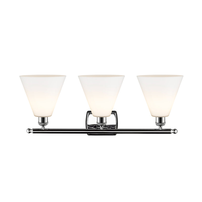 Éclairage pour salle de bain 3 lumières Harini, Blanc mat, Incandescente, Chrome poli