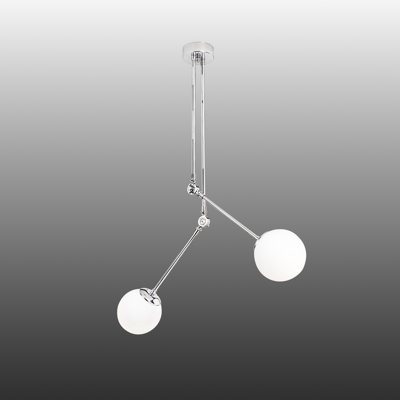 2 Lights Metal Body Glass Cap Adjustable Head Globe Cluster Pendant