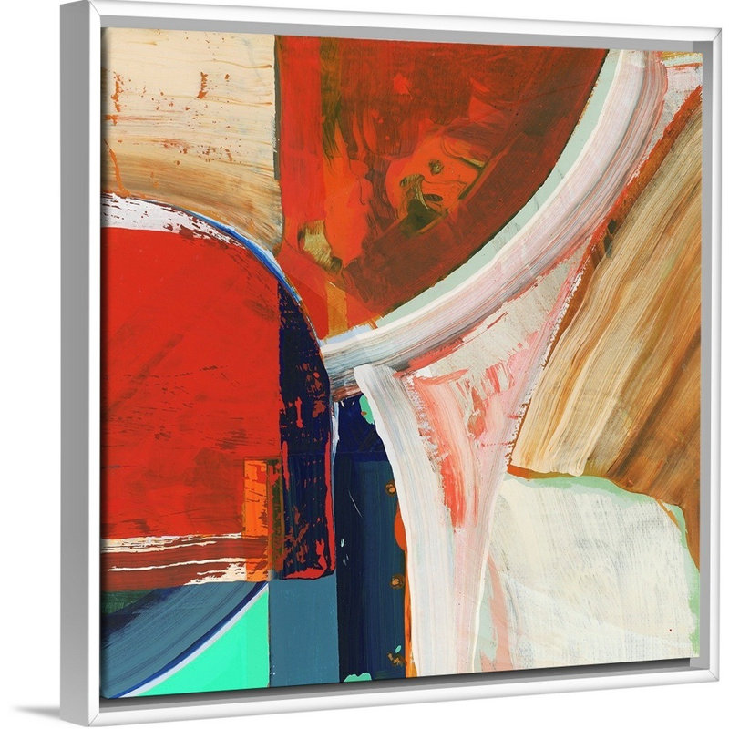 Bleu orange II - reproduction d'art, Toile blanche encadrée, 38" H x 38" W x 1.75" D