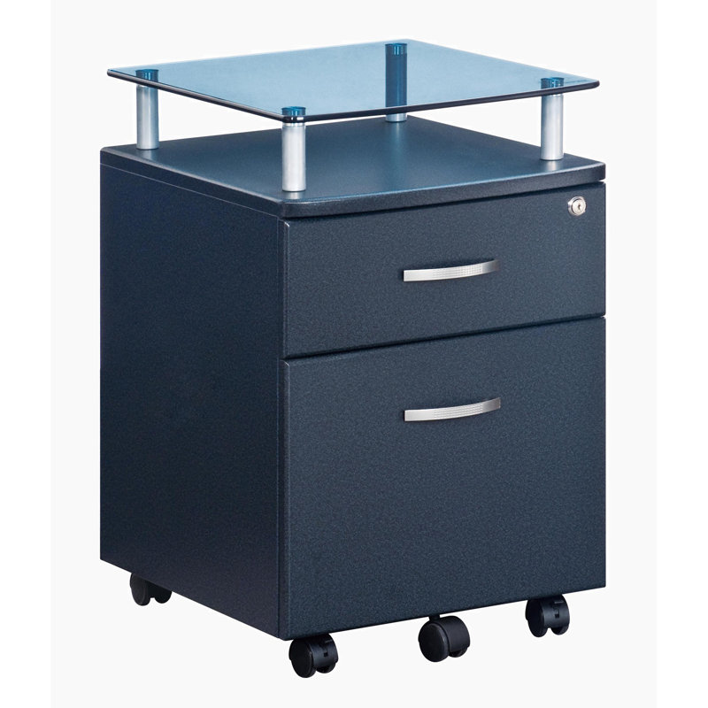 15.75'' Wide 2 -Drawer Mobile File Cabinet, Black