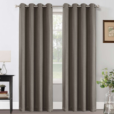 Linen Blackout Curtain for Bedroom/Living Room Thermal Insulated Grommet Linen Look Curtain Drapes Primitive Textured Burlap Effect Window Drapes 1 Panel