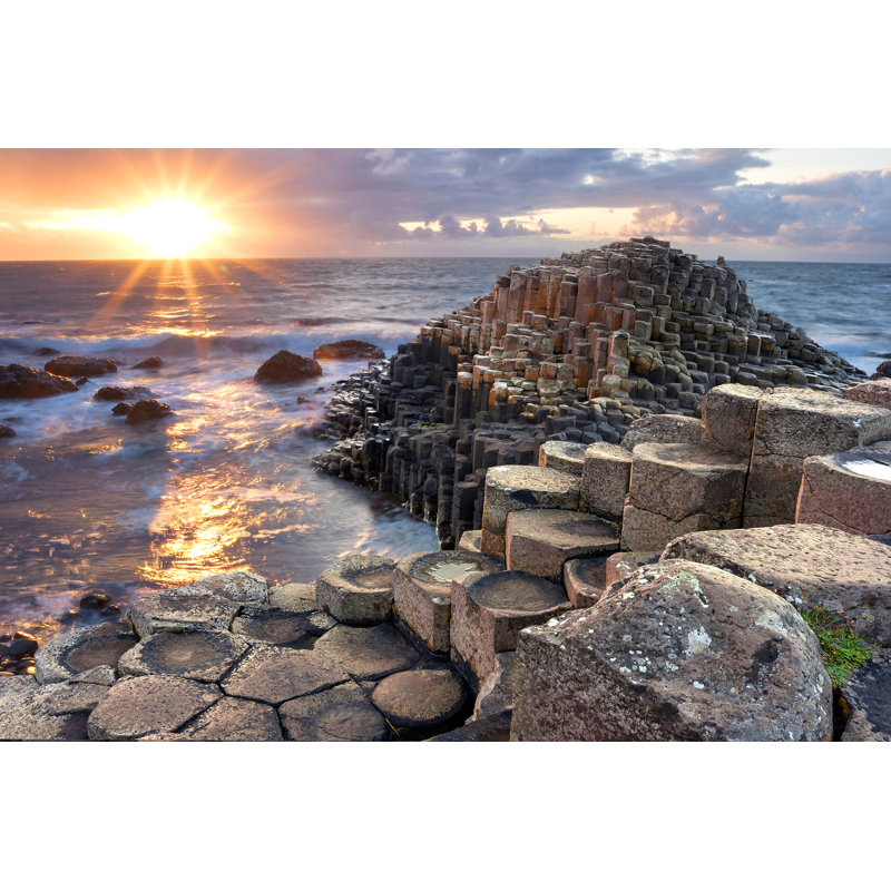 Sunset At Giants Causeway by Aitormmfoto - Wrapped Canvas Print, 30cm H x 46cm W x 3.8cm D