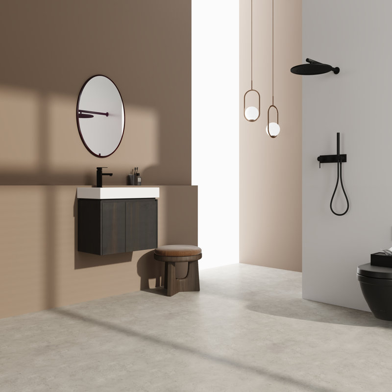Meuble-lavabo simple 23,63 po avec plateau en résine Bryoni, Noir