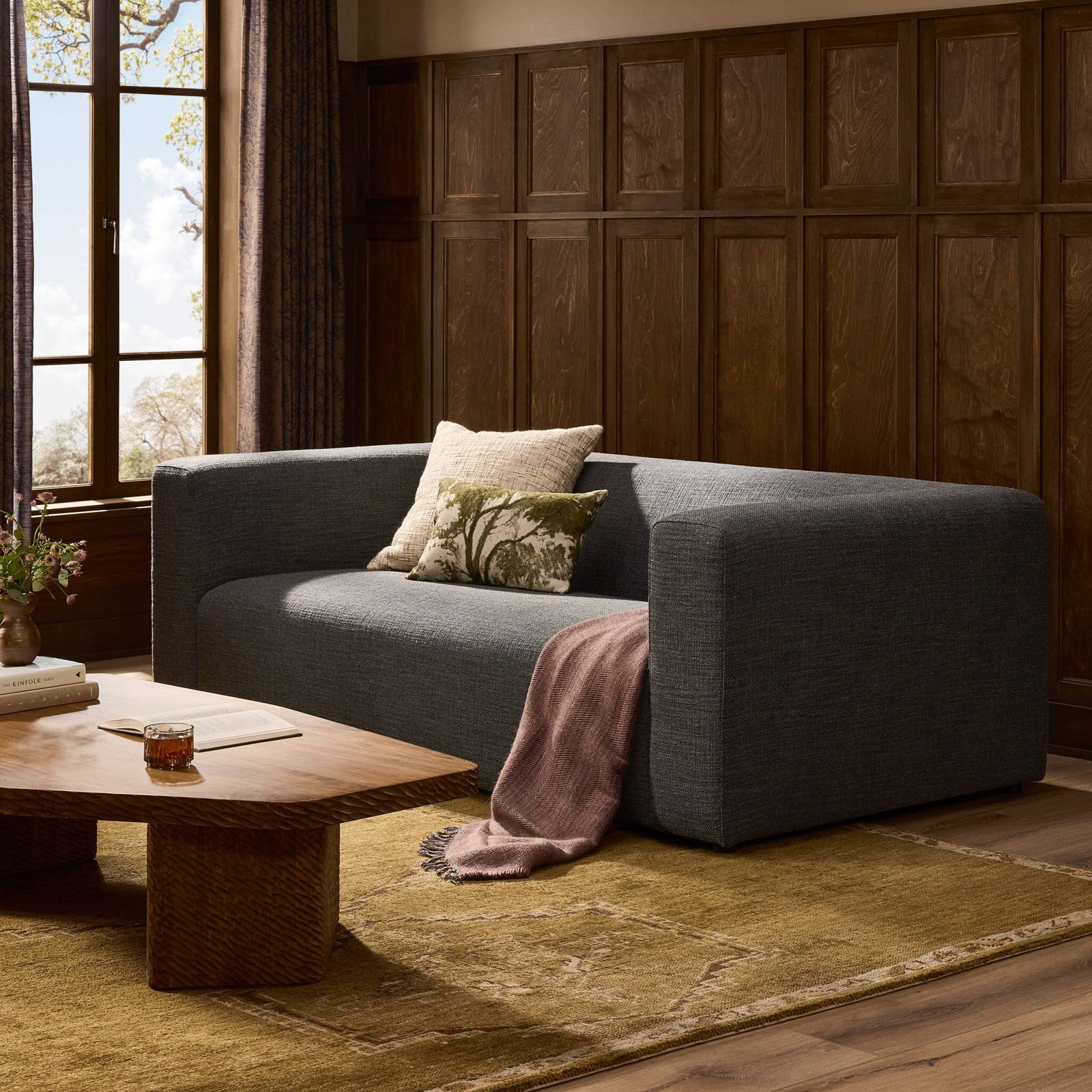 Cayson 89" Sofa, Saxon Charcoal