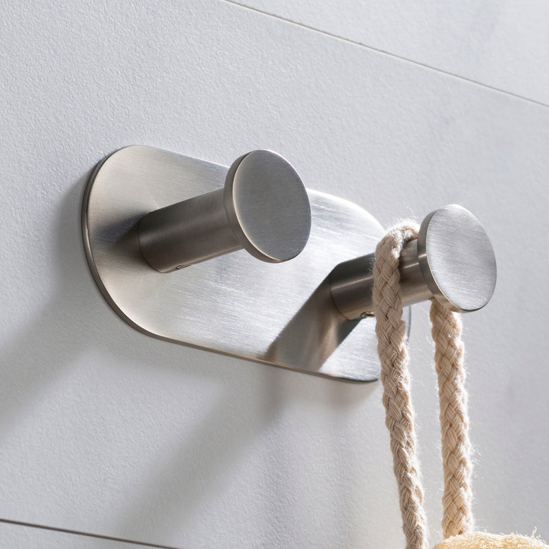 Elie Double Wall Mounted Towel Hook, Brushed Nickel