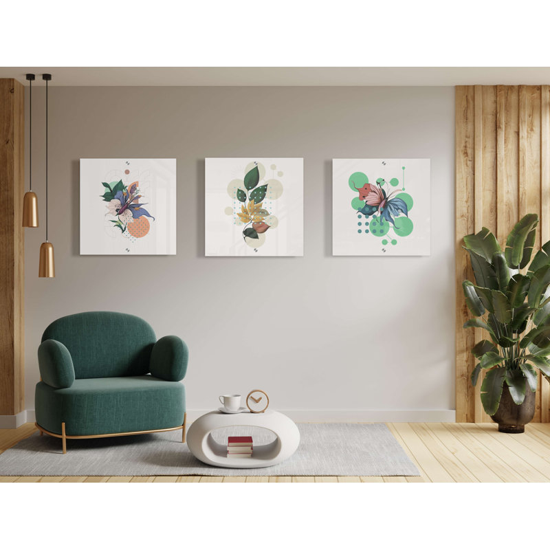 Ensemble de 3 décorations murales à composition florale