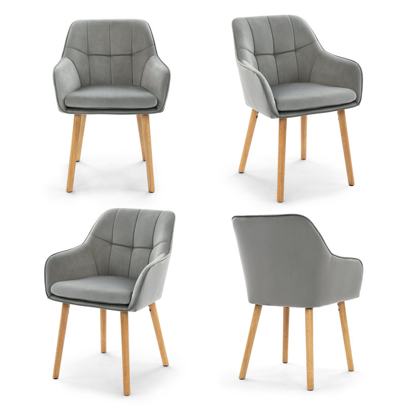51cm H Upholstered Upholstered Back Armchair, Light Grey, Light Grey
