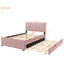 Lit plateforme double en velours avec lit gigogne-1309726181