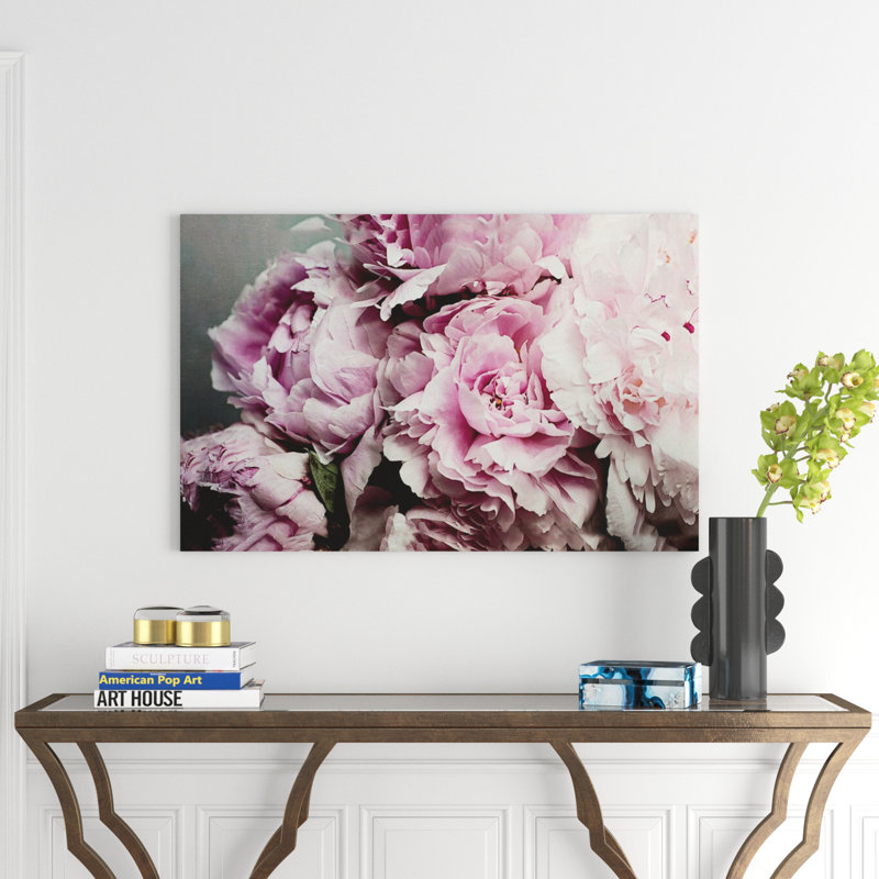 " Peonies Galore II " by Elizabeth Urquhart, 12" H x 18" W x 1.5" D, Wrapped Canvas