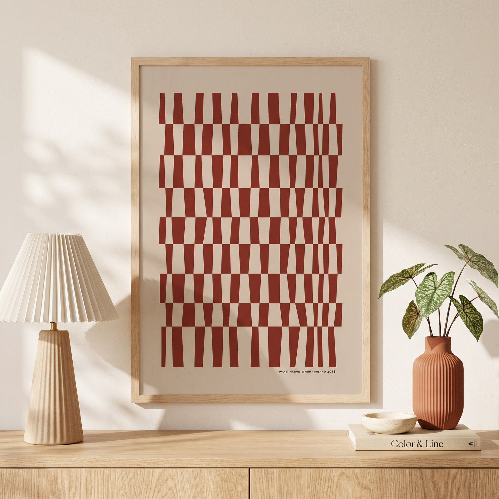 Vibrant Intersections 5 Print, Maple Framed, 30" H x 21" W