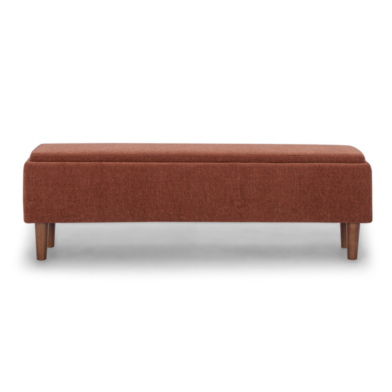 Repose-pieds de rangement rectangulaire de 50 po de large Rama, Chenille nid d'abeille caramel