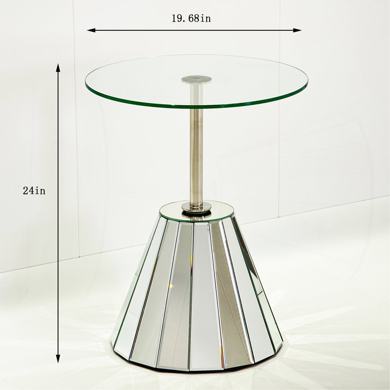 Table basse en miroir Table d'appoint ronde en verre trempé Table de bout ronde Petite table d'appoint Table basse Table de chevet Table de chevet pour salon Chambre à coucher