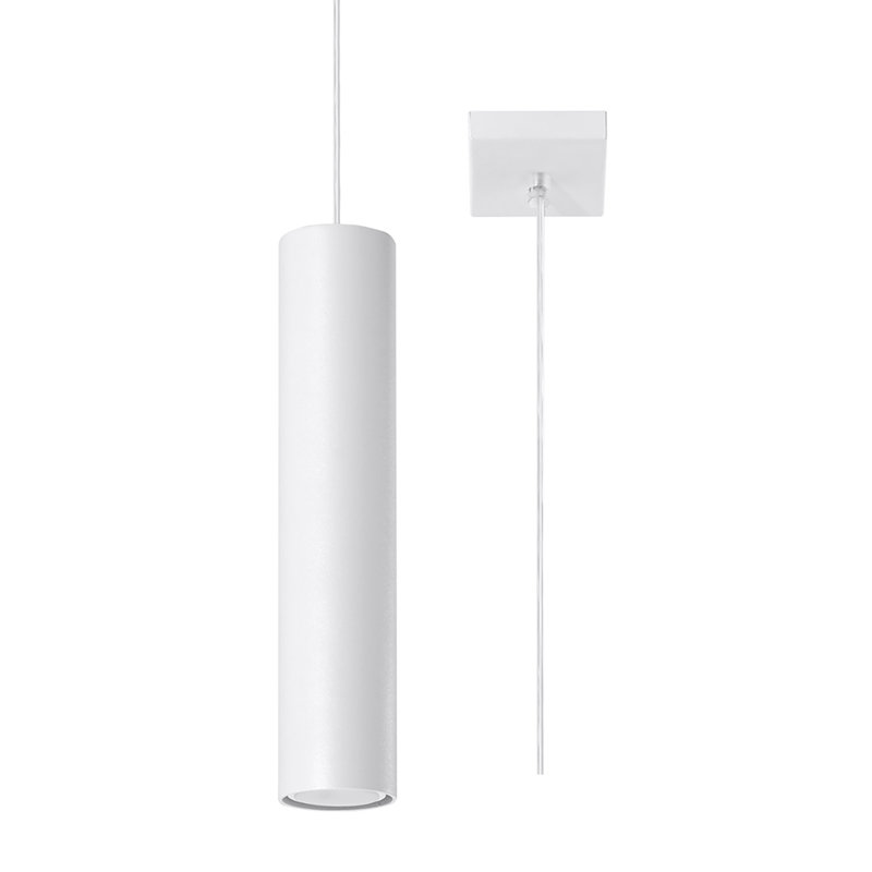 Jacky 1 - Light Black Cylinder Pendant, White, 100cm x 8cm
