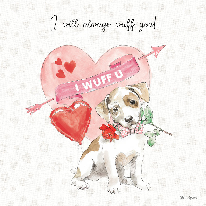 «Paws of Love II» par Beth Grove - reproduction sur toile tendue, H 36 po x l 36 po, Oui, Papier avec cadre noyer
