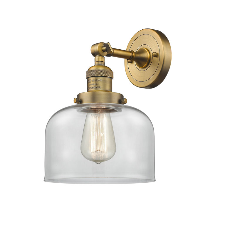 Plafonnier semi-encastré à 1 lumière Wynkoop, H 13 po x l 8 po, Transparent, Laiton brossé