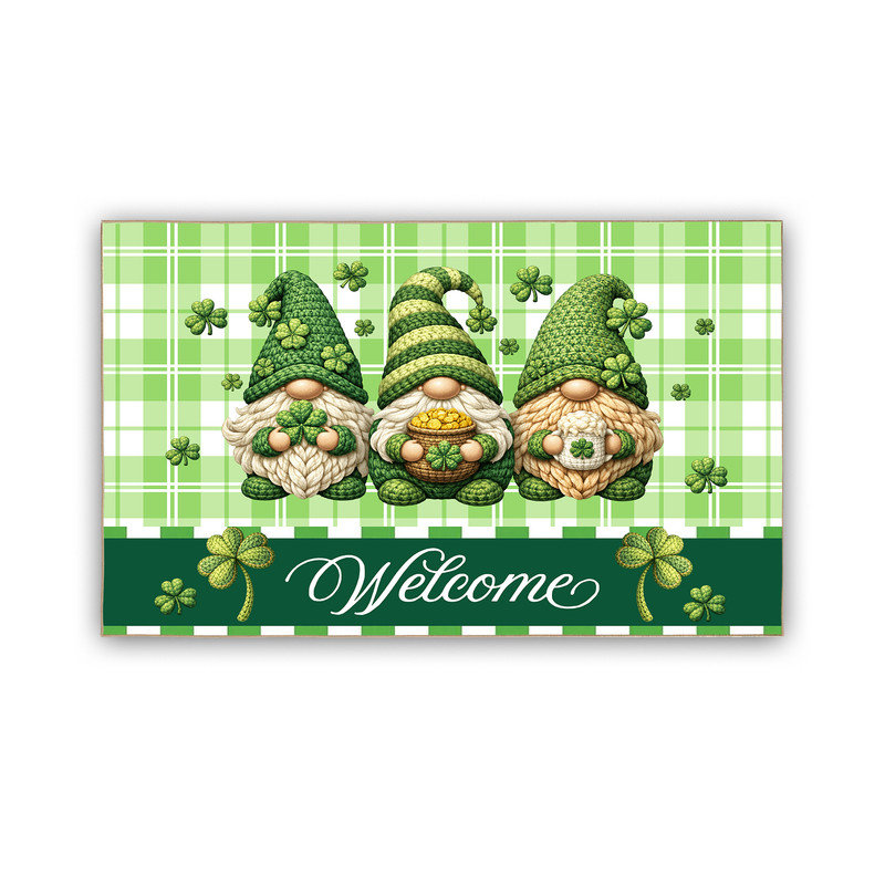 Tapis d'entrée antidérapant, paillasson pour la Saint-Patrick, Trèfle 05, L 20 po x L 32 po