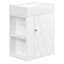 Meuble-lavabo de 20 po avec lavabo en céramique, porte à motif de losanges, poignées dorées et tablettes de rangement latérales - petit cabinet moderne avec barre à serviettes, fabrication en panneau de fibres à densité moyenne, assemblage requis-930910686