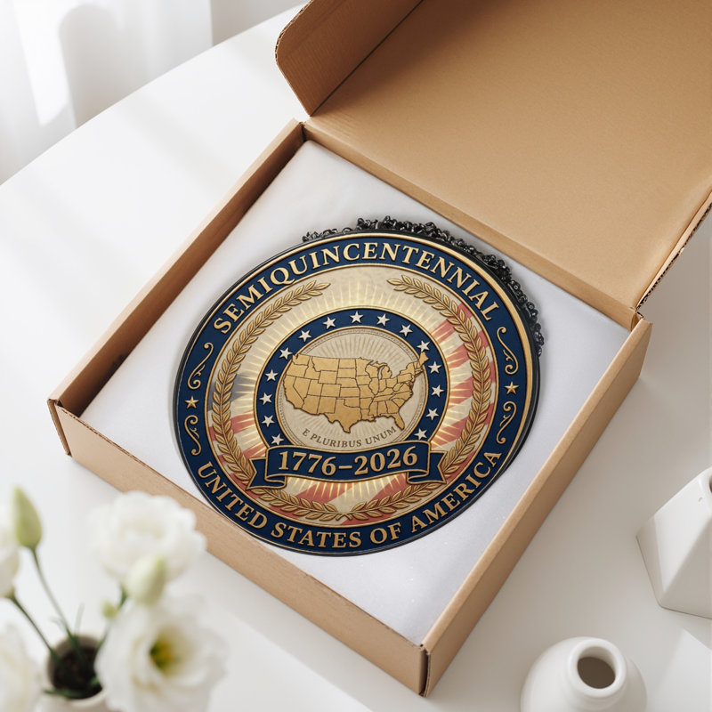 Panneau de fenêtre en verre pour décoration intérieure États-Unis 250th Anniversary, H 7,8 po