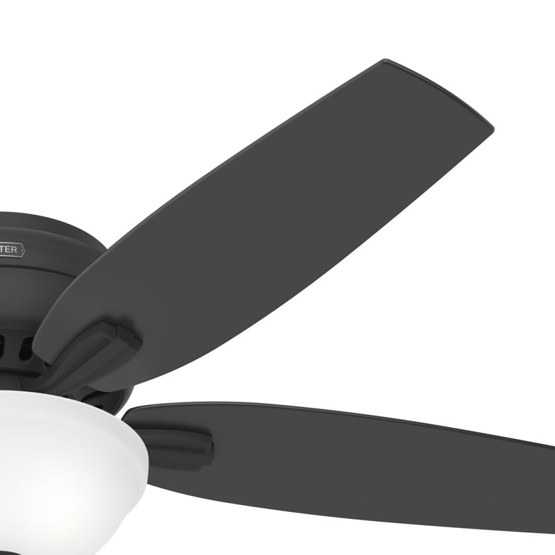 Hunter 52 inch Newsome Low Profile Ceiling Fan with LED Light Kit and Pull Chain, Matte Black
