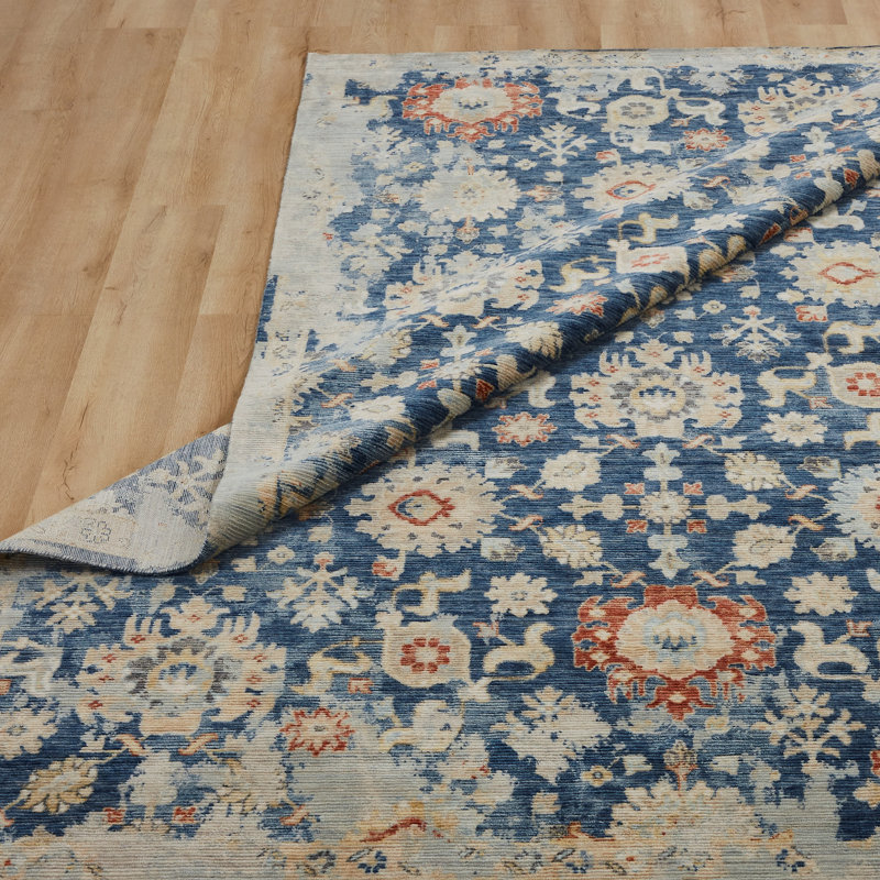 Rosemont Wool Oriental Area Rug in Blue, Rectangle 3'6" x 5'6"