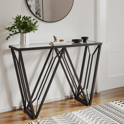 Elouan 42 " W Glass Top Console Table