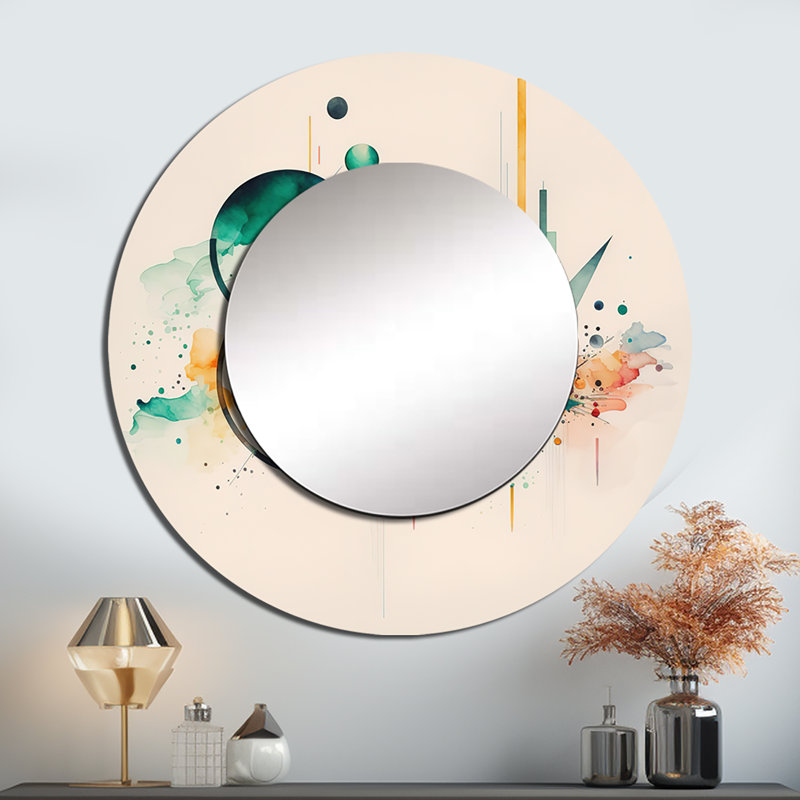 Plinia multicolore aquarelle géométrique II - grand miroir mural géométrique, 23 po x 23 po