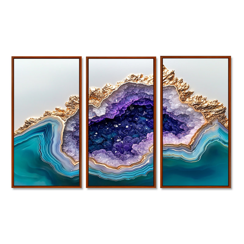 «Agate Dream River VI», ensemble de reproductions d'art sur pierre, Reproduction avec cadre flottant, Brun, H 28 po x l 36 po