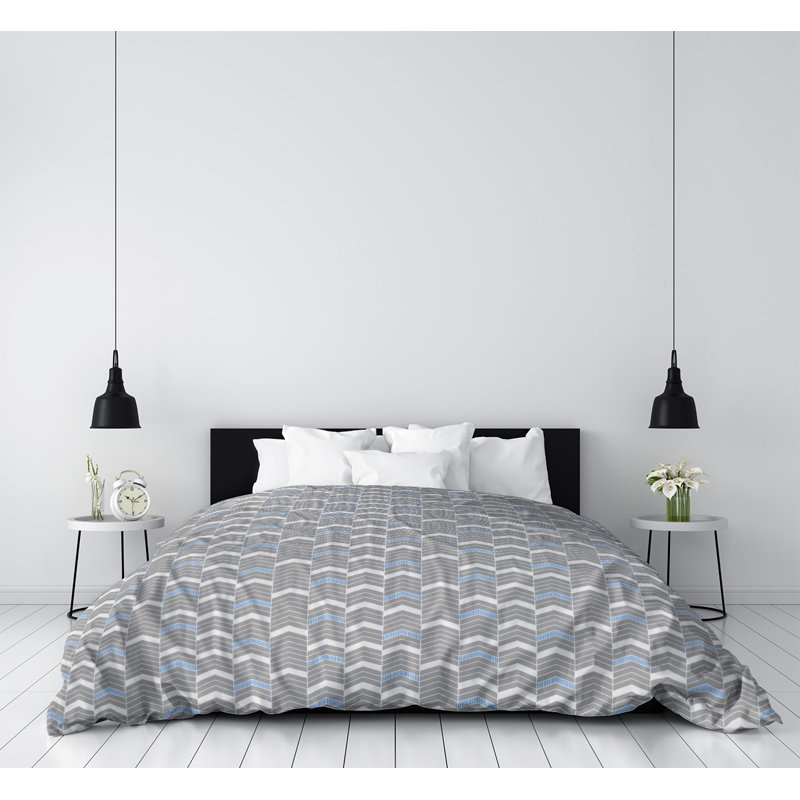 Housse de couette simple Rhonda, Housse de couette pour très grand lit, Microfibre, Bleu