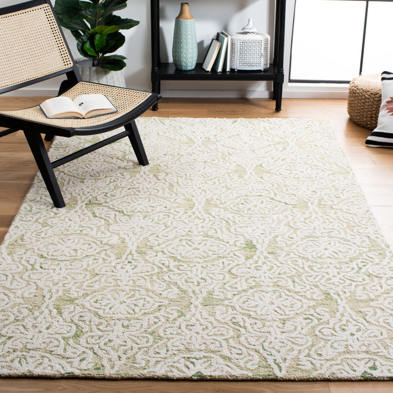 Tapis damassé en laine Anjaly, Rectangle de 5 pi x 8 pi