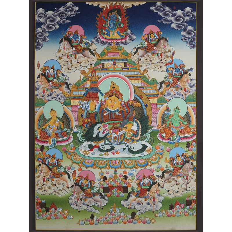Le dieu bouddhiste tibétain de la richesse - Kubera (Thangka Brocadeless)