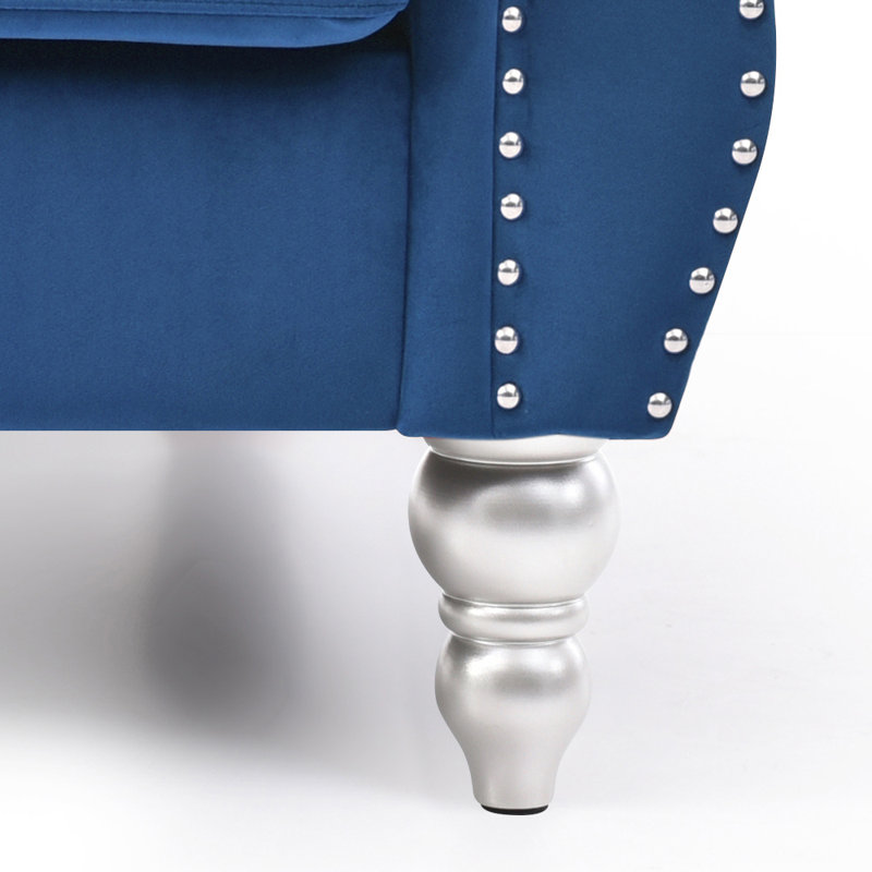 2 - Piece Upholstered Sectional, Blue Velvet