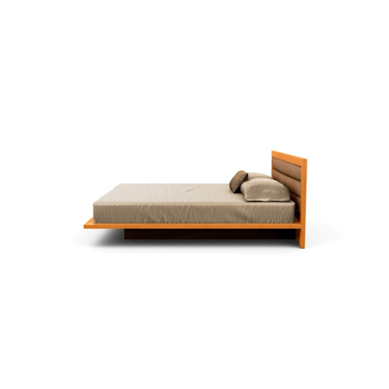 Moduluxe Upholstered Bed, King, Onyx, Natural Cherry