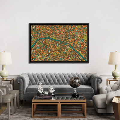«Paris Street Map», impression sur toile tendue